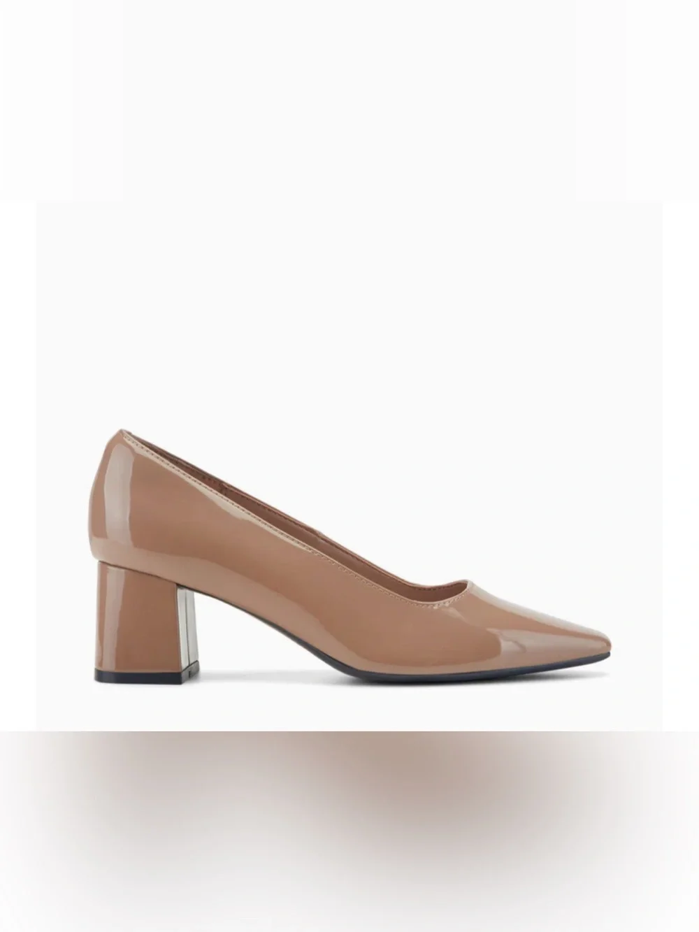 NWB Easy Spirit Nude Patent Pointed-Toe Block Heel Pumps, Size 6.5M